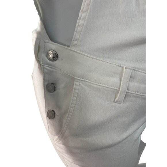 Gap Womens White Maternity Stretch Denim Overalls Adjustable Straps Sz XL - Picture 7 of 11